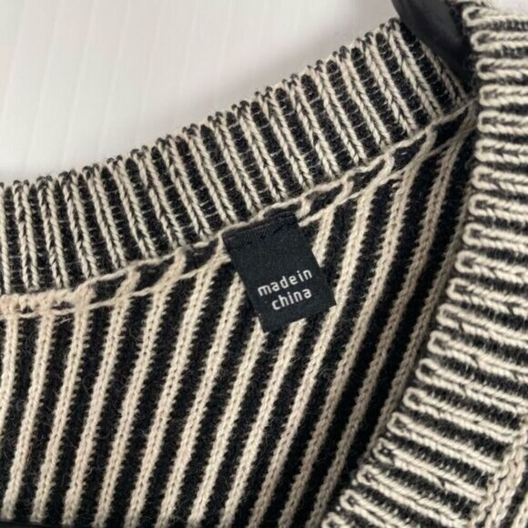 Cabi Striped Full Zip CUPIDS Cardigan Sweater 3/4 Sleeve Black/White Size S - Picture 11 of 13